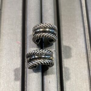 David Yurman Silver Rope earrings